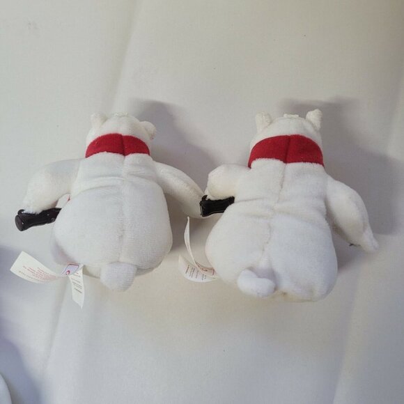 3 pc Vintage Coca Cola Papa Polar Bear Plush 6" 1998 w/ 2 Cubs Coke Bottles - Picture 5 of 12